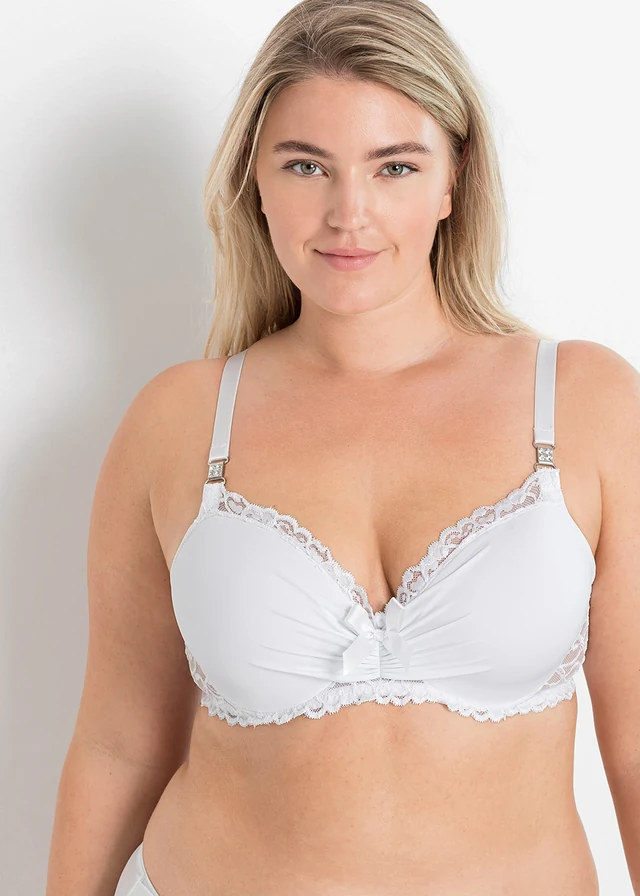 Voorgevormde bh met gerecycled polyamide, Kleur: wit