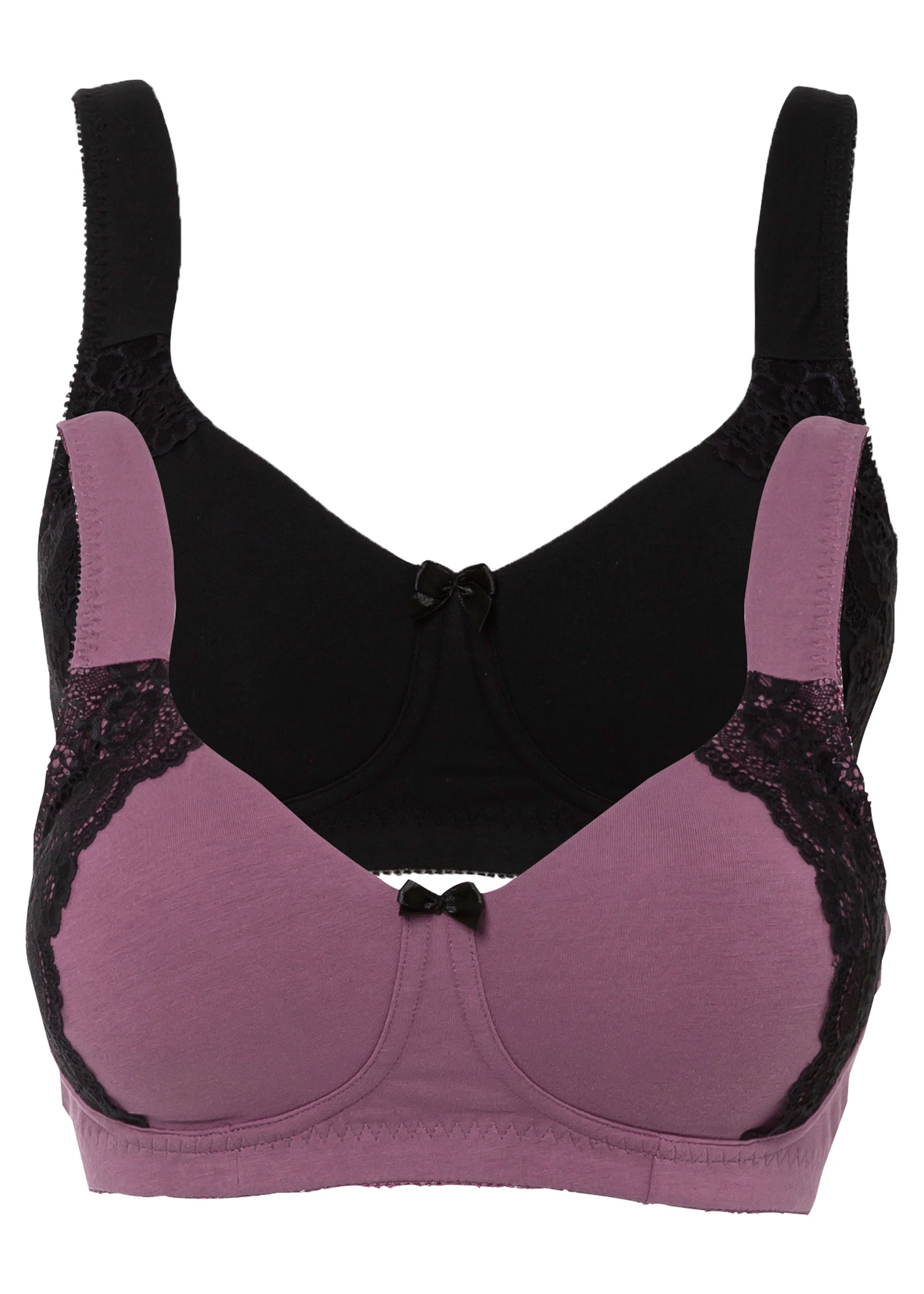 Sutien minimizer, cu bumbac bio (2buc.) • negru + mov mat • magazin bonprix