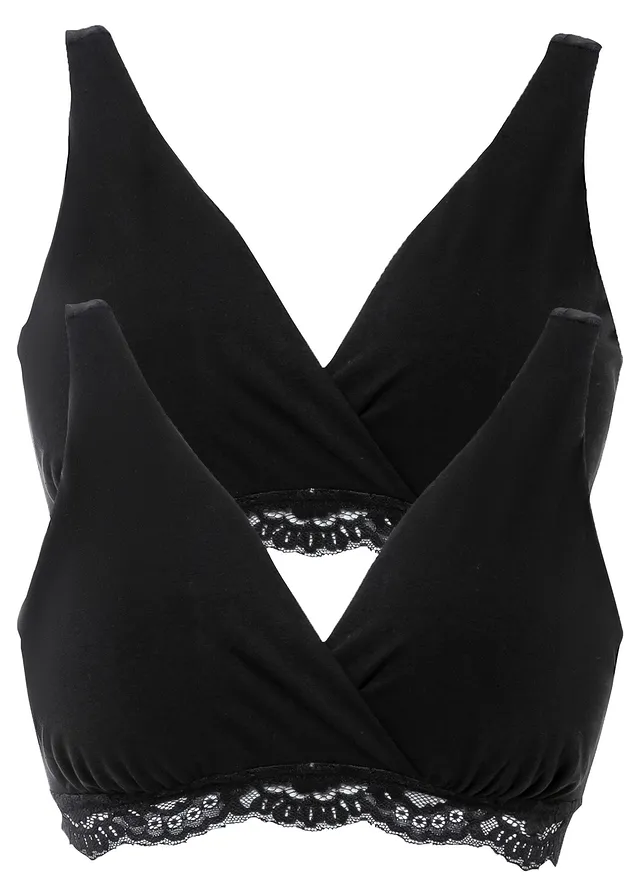 Sutien de alăptare fără armătură cu bumbac organic (set/2 buc.)