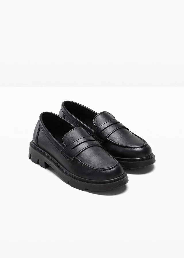 Mocassins à semelle épaisse et légère, Couleur: noir
