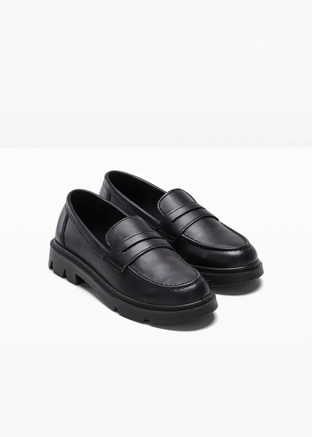 Chunky loafers met een lichte zool, Kleur: zwart