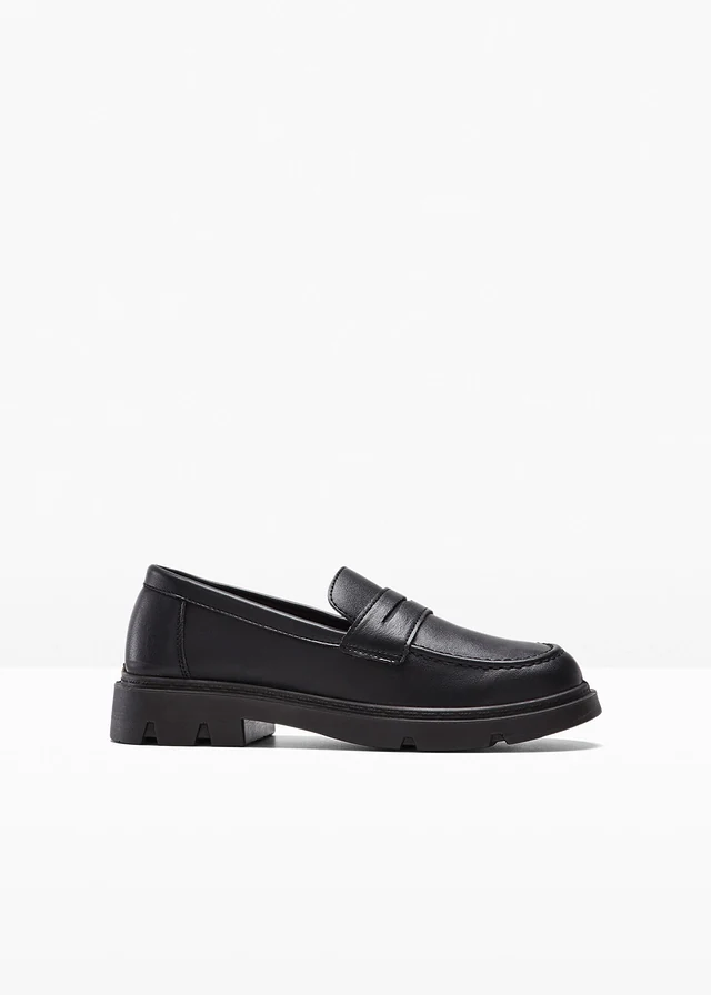 Mocassins à semelle épaisse et légère, Couleur: noir