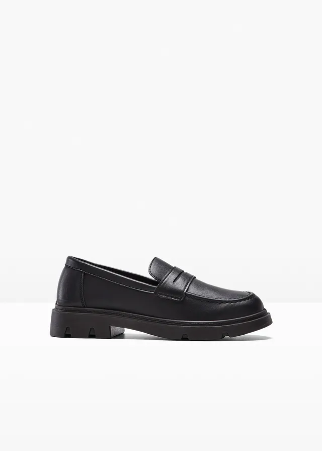 Chunky loafers met een lichte zool, Kleur: zwart