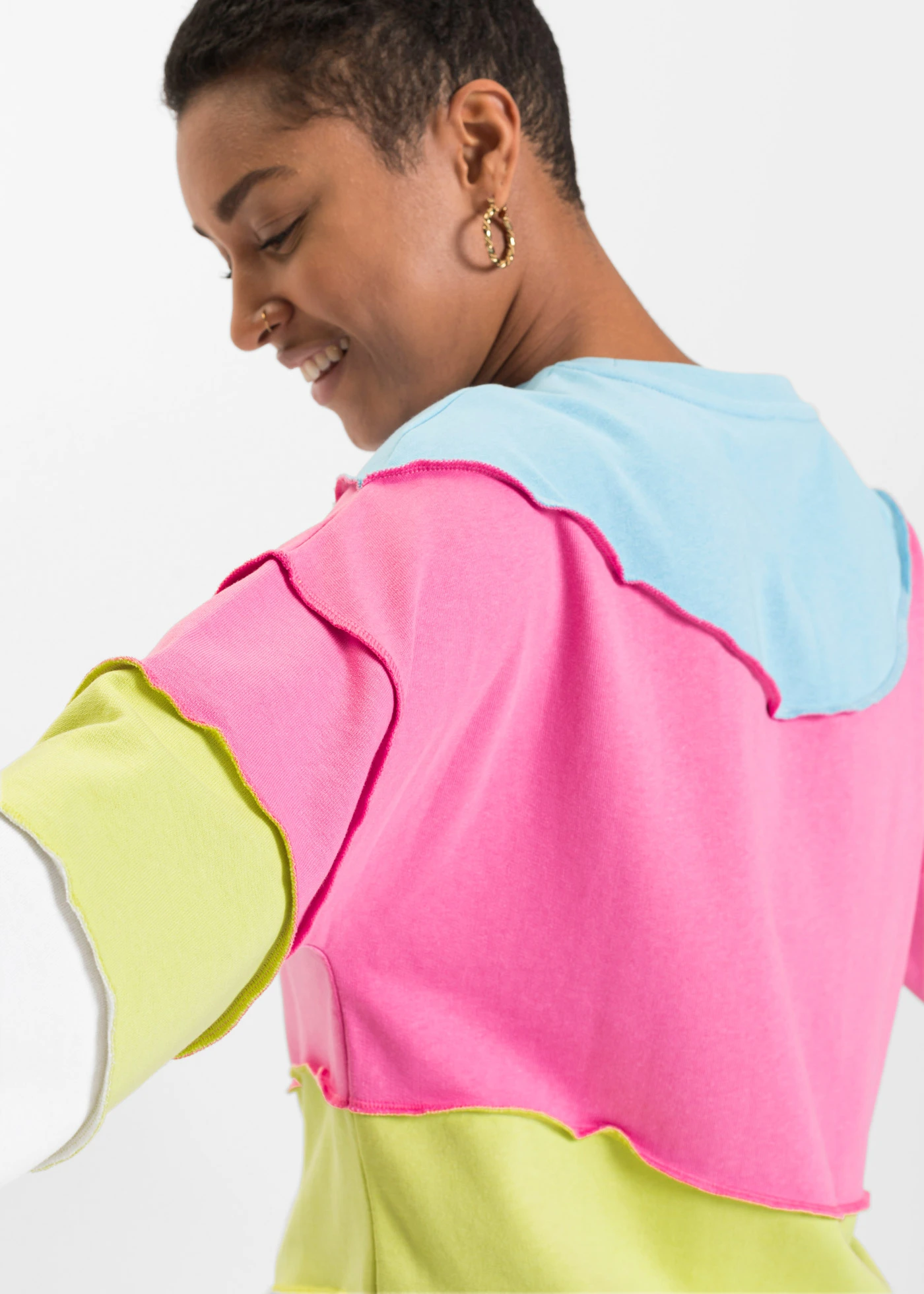 Sweat-shirt doux • rose flamant/vert menthe divers • Boutique bonprix