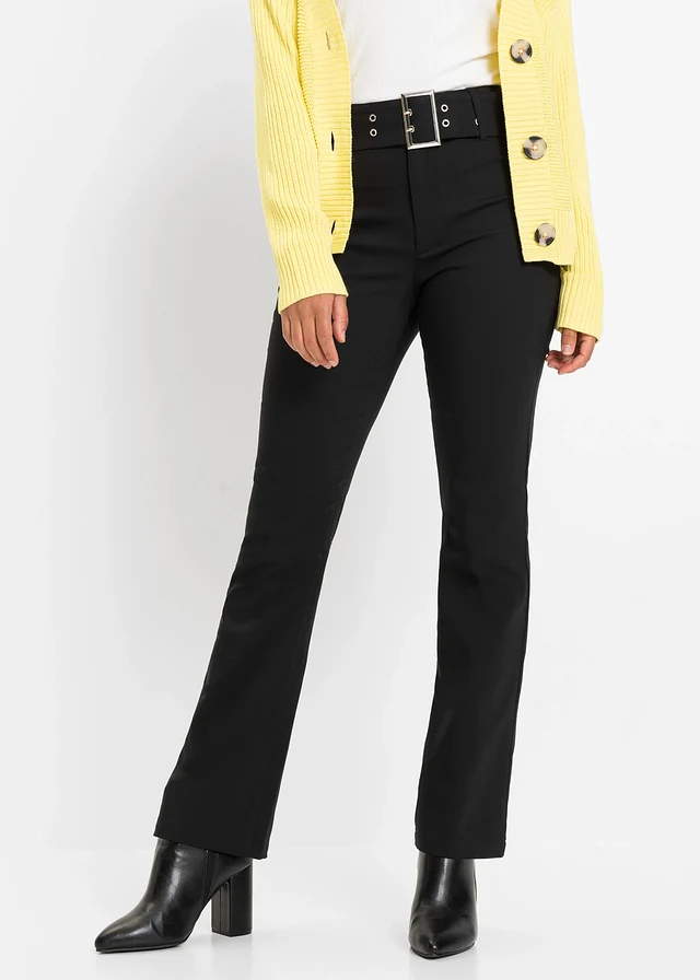 Pantalon extensible avec ceinture, Couleur: noir