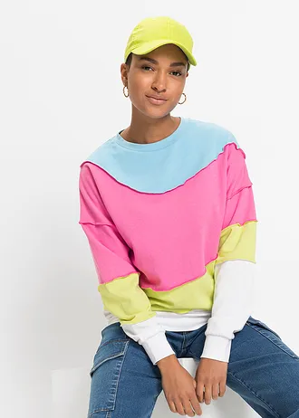 Sweat-shirt doux • rose flamant/vert menthe divers • Boutique bonprix