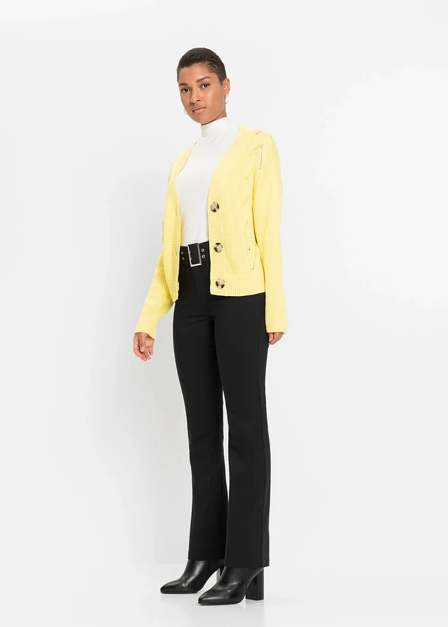 Pantalon extensible avec ceinture, Couleur: noir