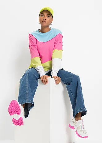 Sweat-shirt doux • rose flamant/vert menthe divers • Boutique bonprix