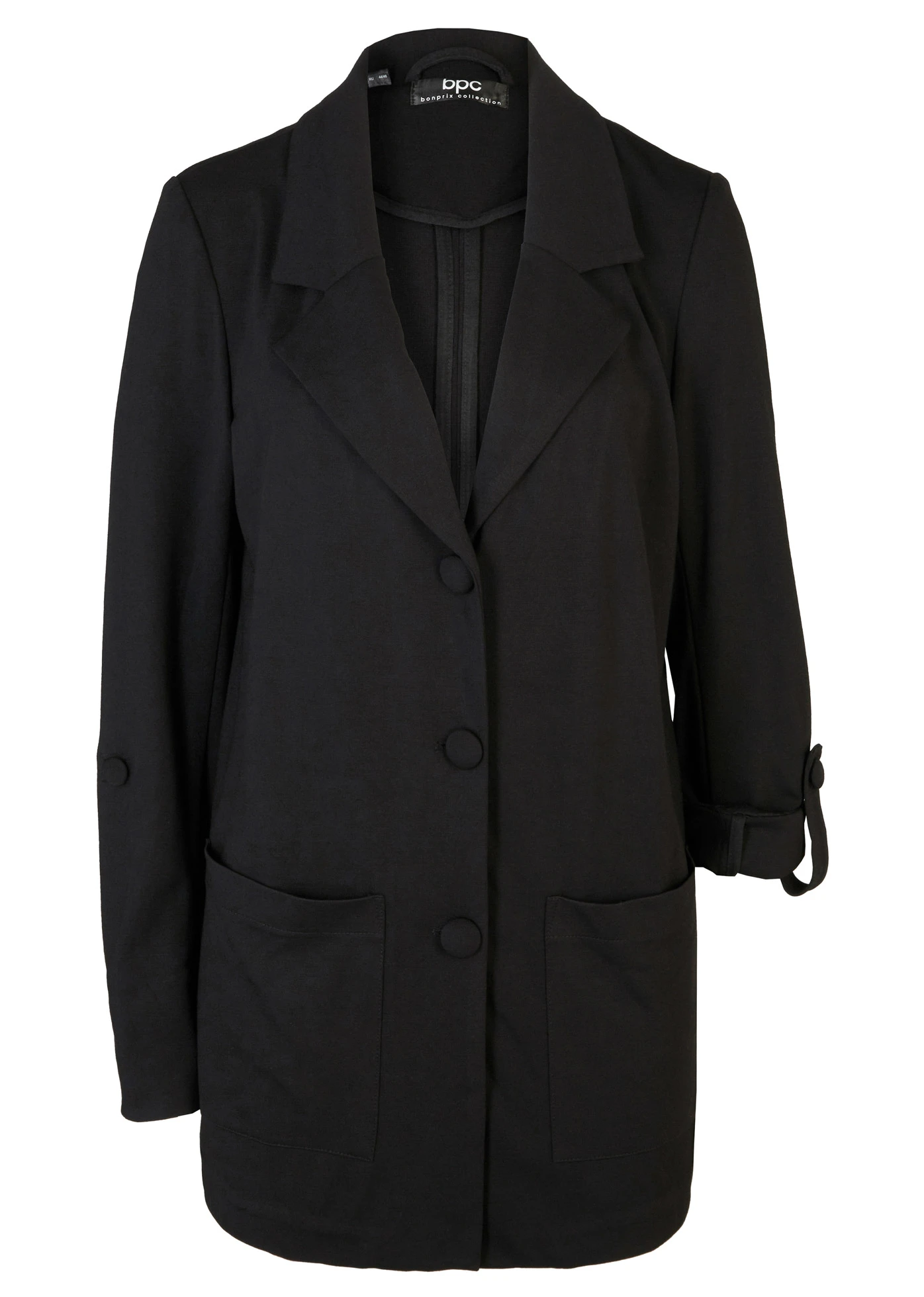 Blazer sweat long en Punto di Roma • noir • Boutique bonprix