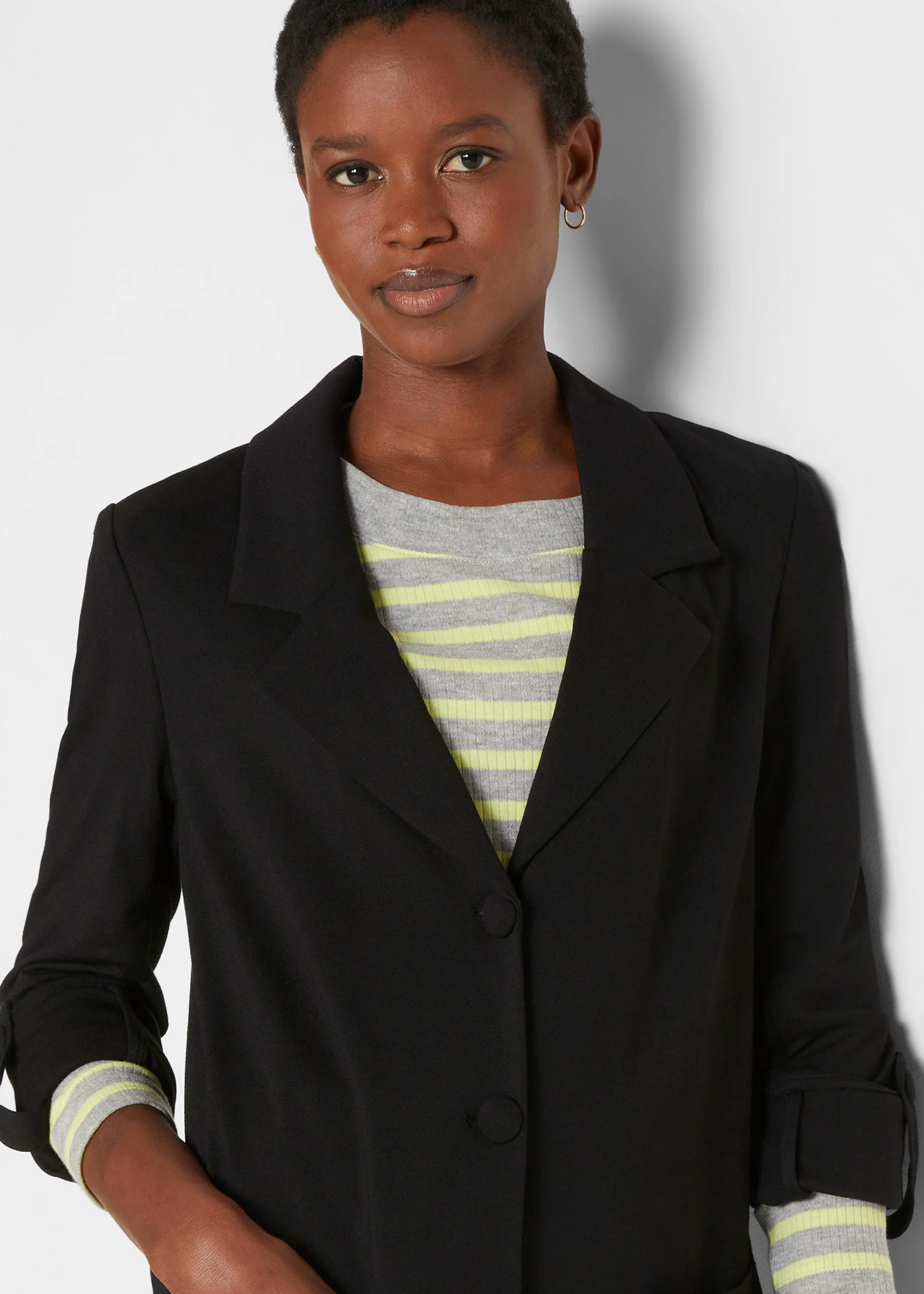 Blazer sweat long en Punto di Roma • noir • Boutique bonprix