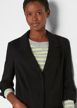 Blazer sweat long en Punto di Roma • noir • Boutique bonprix