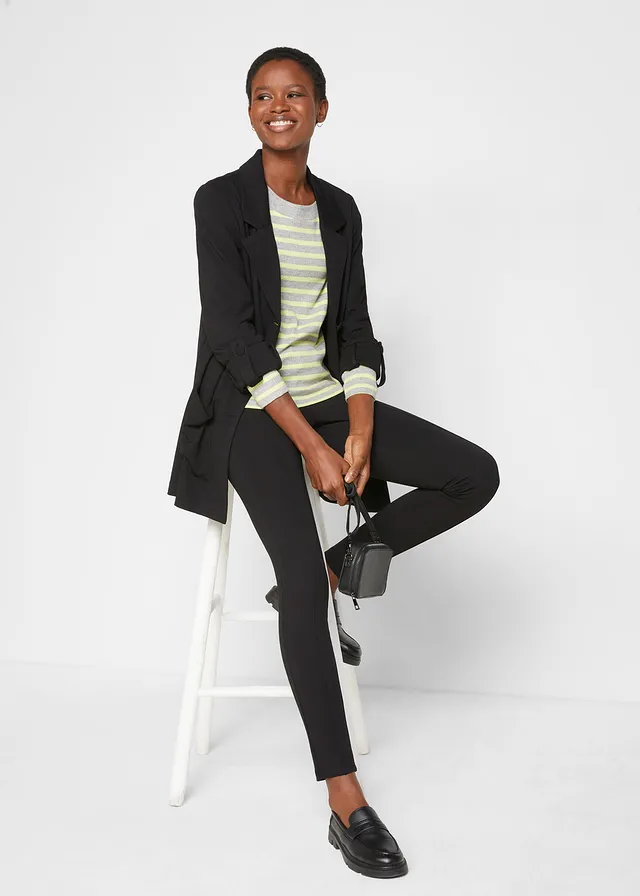 Punto di Roma blazer in een viscosemix, Kleur: zwart