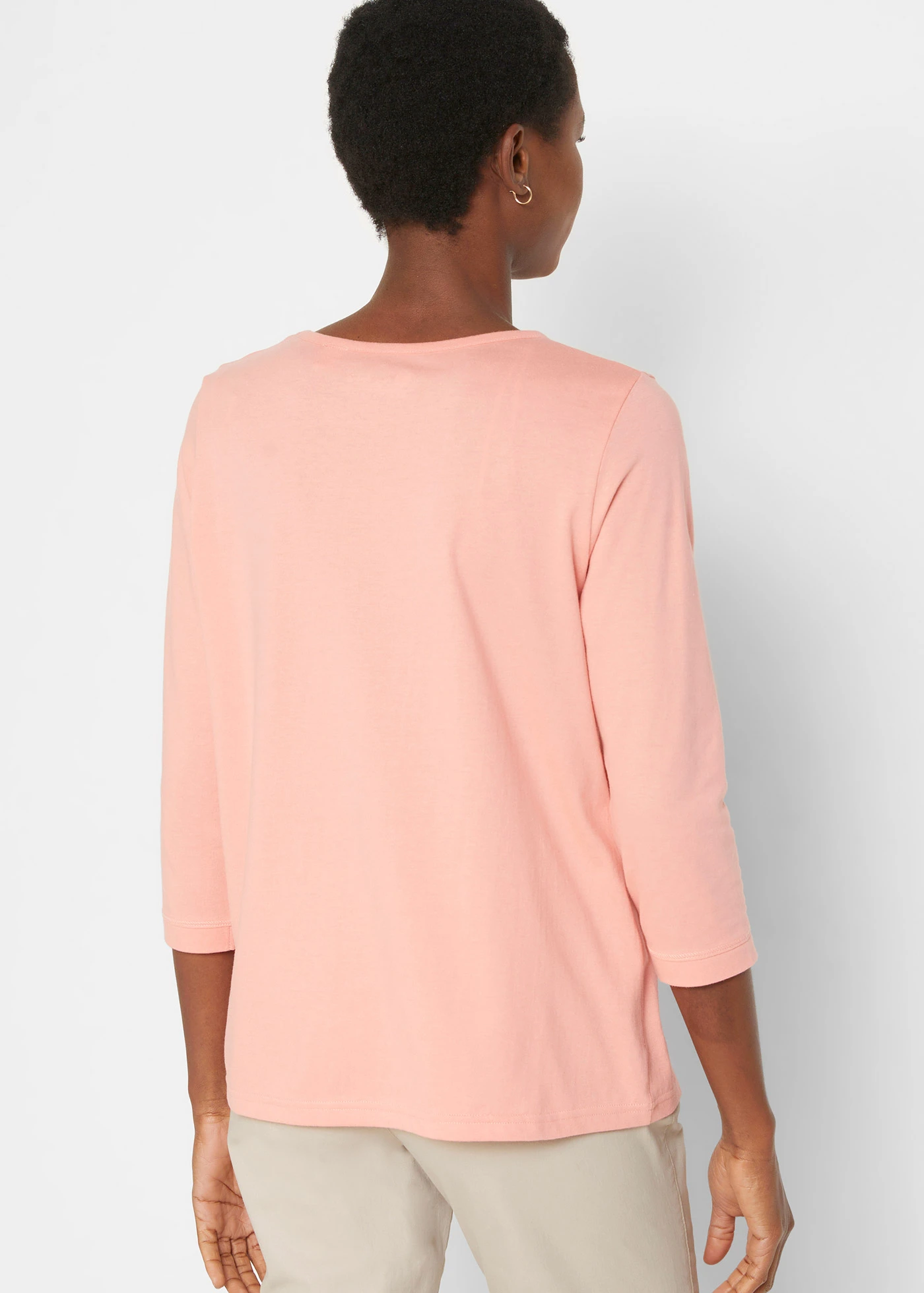 Longshirt (set van 5) • eucalyptusgroen+perzik+rookblauw+wit+zwart • bonprix online shop