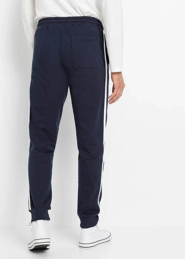 Lot de 2 pantalons de jogging à détails contrastants, Couleur: noir+bleu foncé