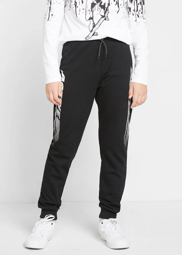 Jongens sweatpants van een zachte katoenmix, Kleur: zwart