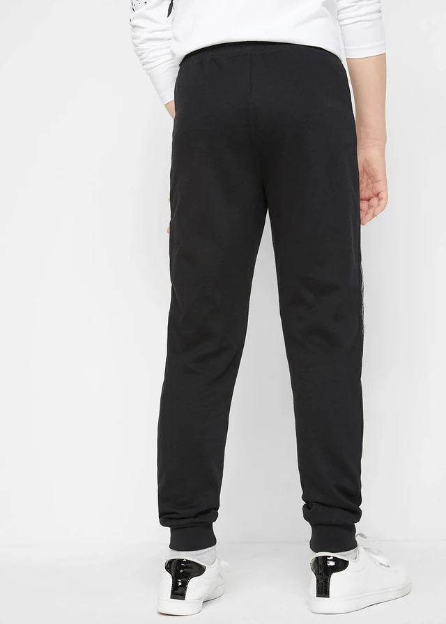 Jongens sweatpants van een zachte katoenmix, Kleur: zwart