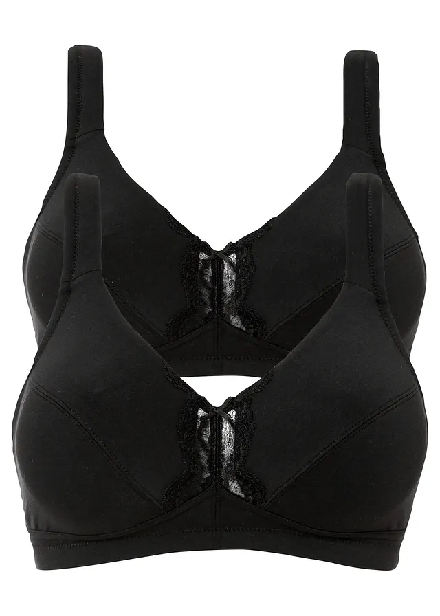 Set de 2 sutien fără arcuri, cu bumbac organic