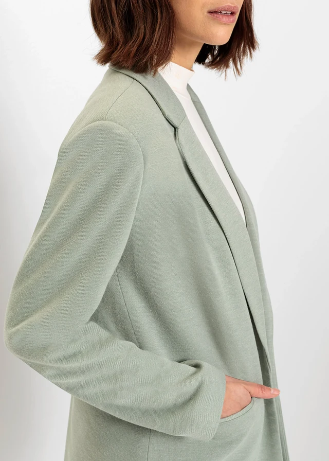 Blazer long en jersey avec poches • vert fumé chiné • product-page.page-title-suffix