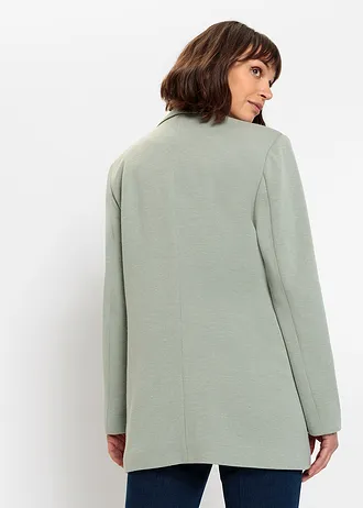 Lange jersey blazer met zakken, Kleur: rookgroen gemêleerd