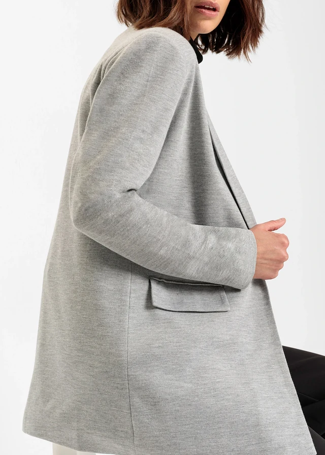 Lange jersey blazer met zakken • lichtgrijs gemêleerd • product-page.page-title-suffix