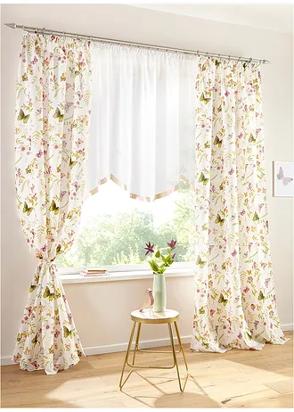 Transparante, korte vitrage met satijnen boord • wit-crème • bonprix online shop