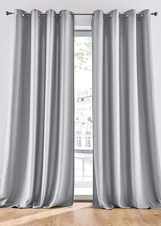 Rideau en microfibre (2 pces) • gris/argenté • Boutique bonprix