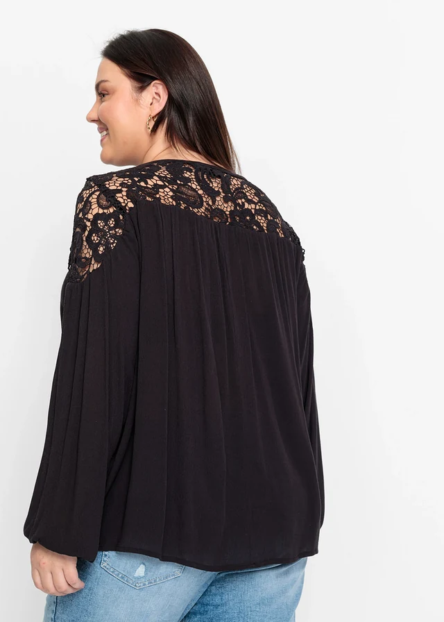Tunique en viscose fluide, Couleur: noir