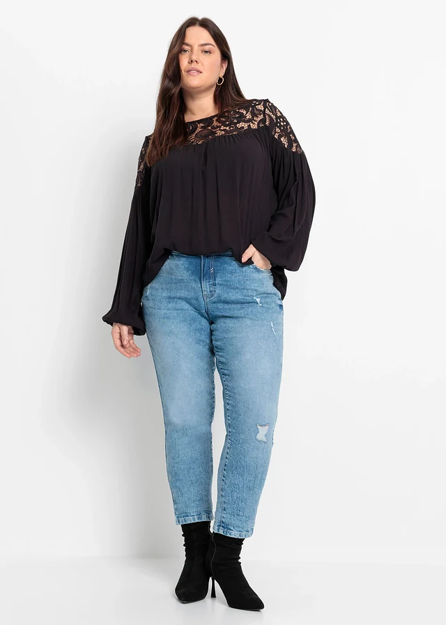 Tunique en viscose fluide, Couleur: noir