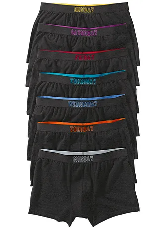 Lot de 7 boxers coton, Couleur: anthracite chiné