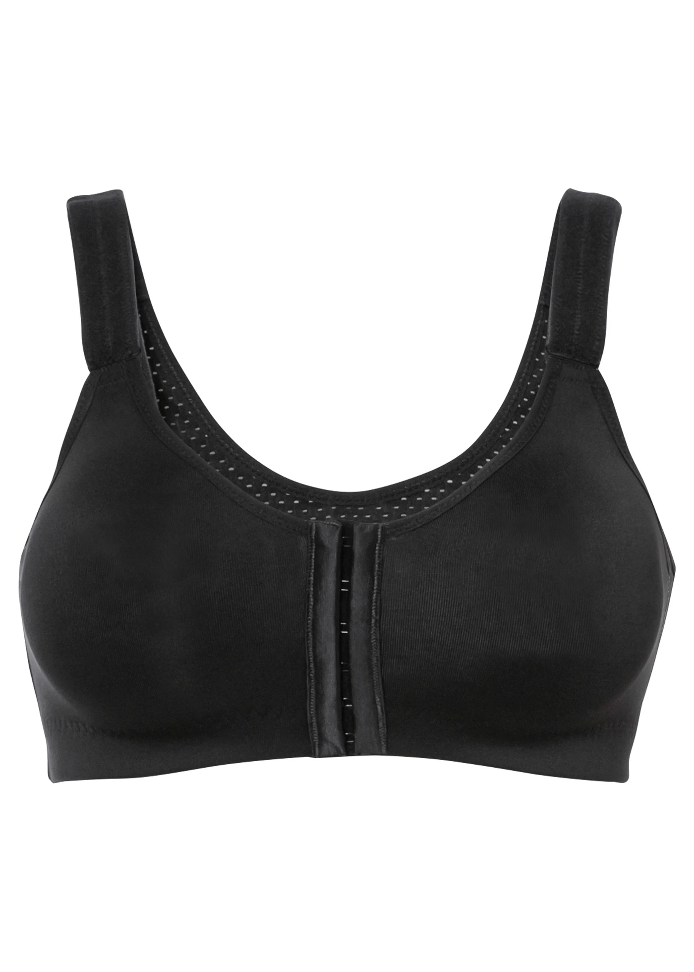 Sportbeha met sluiting aan de voorkant en gemiddelde steun • zwart • bonprix online shop