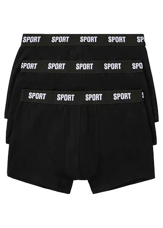 Boxerky, priliehavé, s bavlnou (3 ks v balení) • čierna potlačená • obchod bonprix