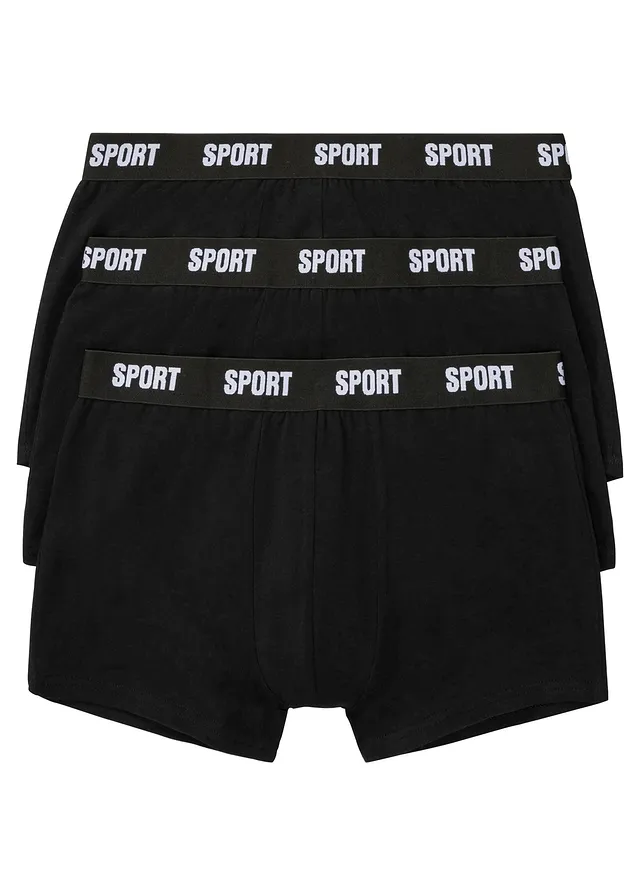 Přiléhavé boxerky s bavlnou  (3 ks v balení) • černá s potiskem • bonprix obchod