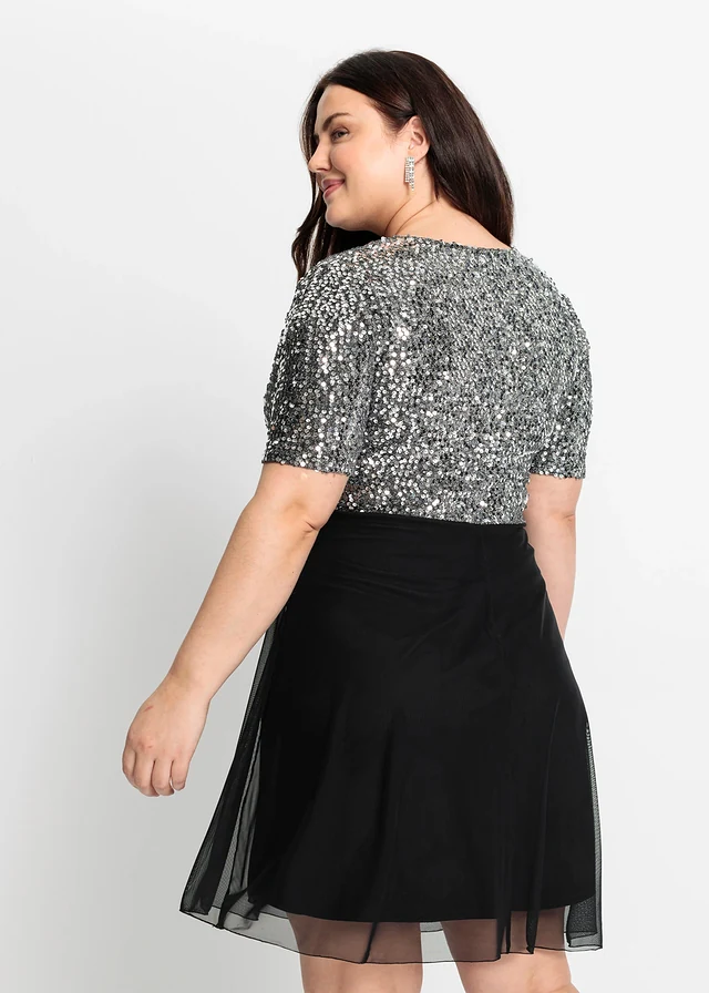 Robe courte, Couleur: argenté/noir