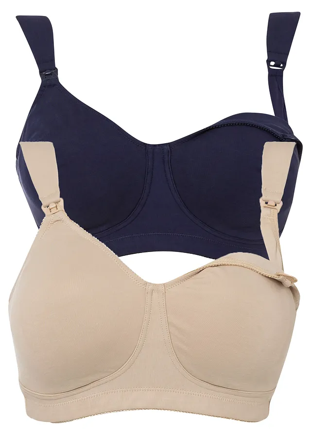 Sutien de alăptare fără armătură, din bumbac organic (set/2 buc.)