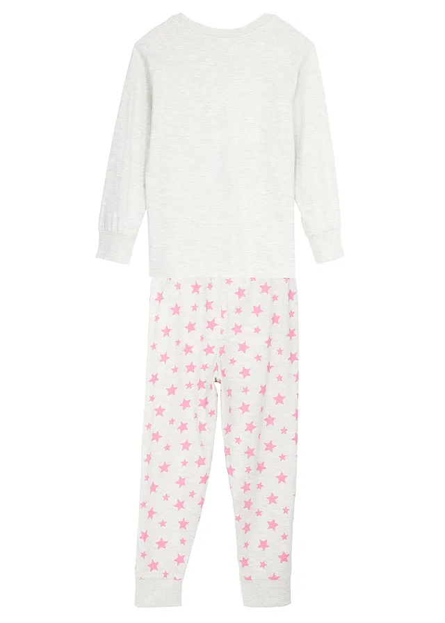 Pyžamo z čisté organické bavlny (2dílná souprava) • přírodní melír s potiskem • bonprix obchod