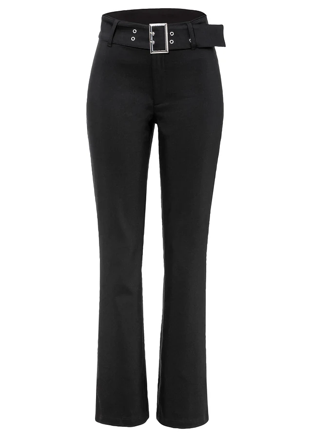 Pantalon extensible avec ceinture, Couleur: noir