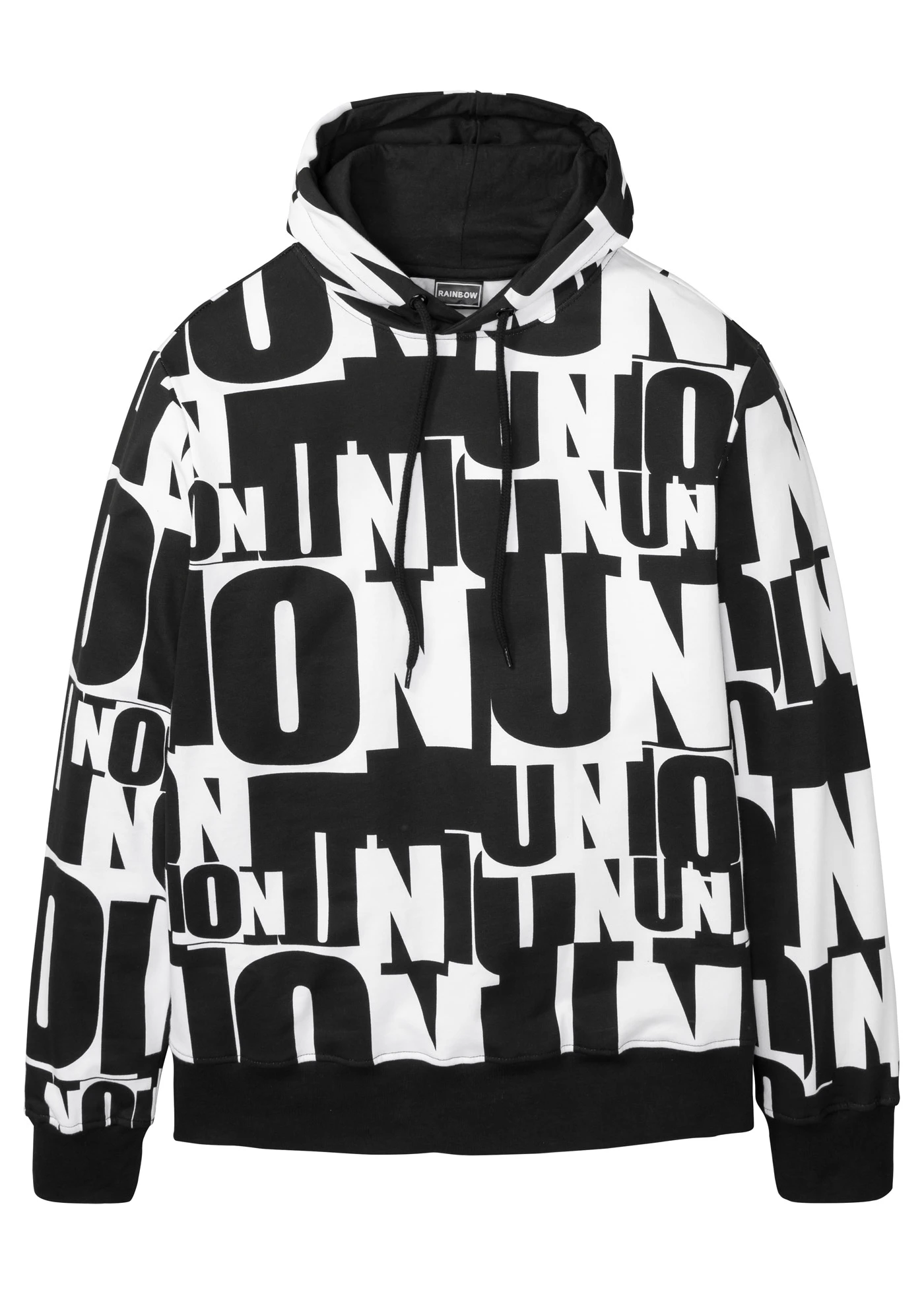 Sweat à capuche 100% coton • blanc/noir • Boutique bonprix