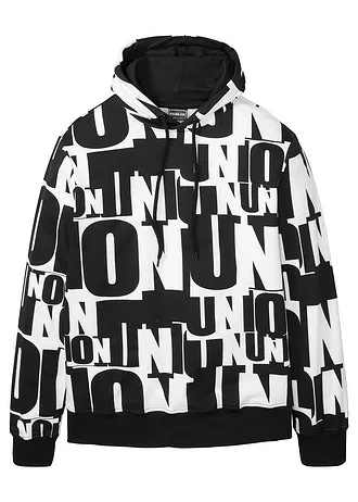 Sweat à capuche 100% coton • blanc/noir • Boutique bonprix