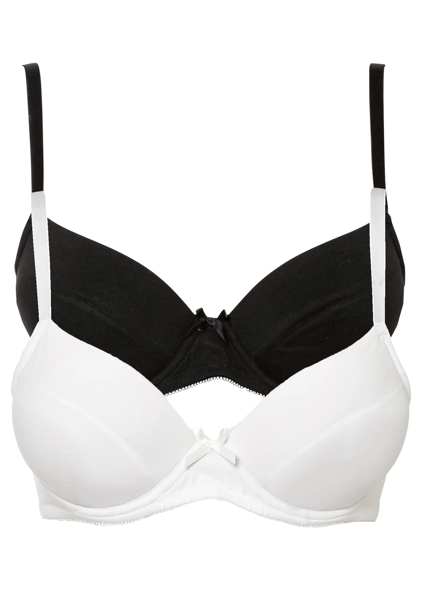 Sutien push-up cu armătură, cu bumbac organic (2 buc.) • negru/alb • magazin bonprix