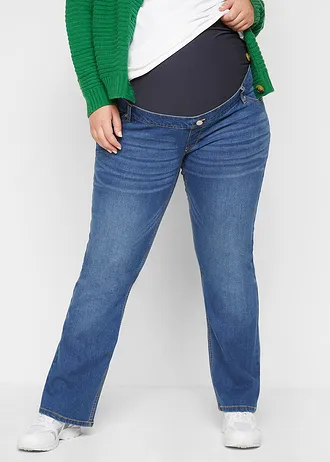 Těhotenské džíny Bootcut, barva: modrý denim