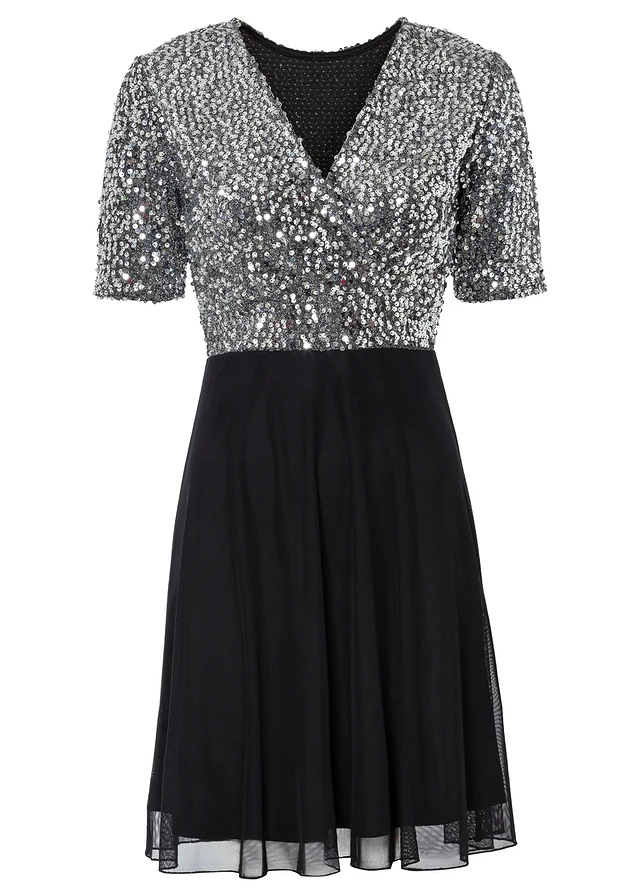 Robe courte, Couleur: argenté/noir