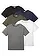 Lot de 5 T-shirts, Couleur: olive foncé+blanc+noir+bleu foncé+gris chiné