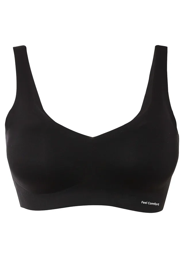 Biustonosz watowany t-shirt Feel Comfort, cięty laserowo, bez fiszbinów • czarny • bonprix obchod