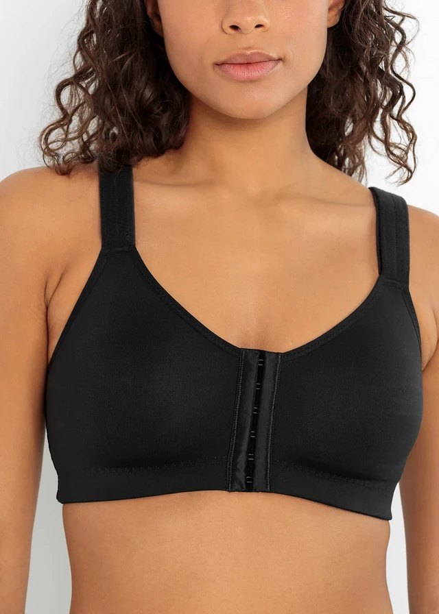 Sportbeha met sluiting aan de voorkant en gemiddelde steun • zwart • product-page.page-title-suffix