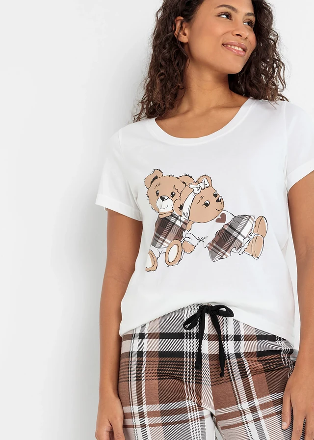 Pyjama van biologisch katoen • wit-kastanjebruin geruit • product-page.page-title-suffix