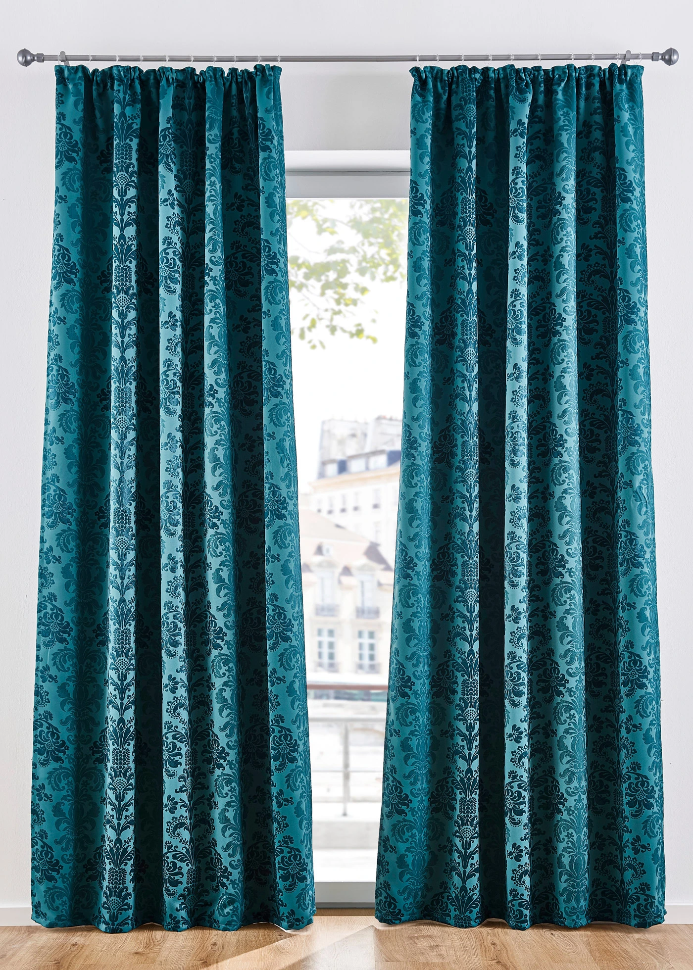 Isolerend verduisterend gordijn van jacquard (1 stuk) • smaragdgroen • bonprix online shop