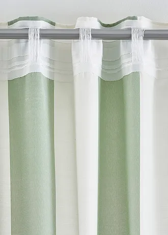 Draperie cu dungi, cu poliester reciclat, disponibilă și în dimensiune extralungă (1 buc.) • verde soft/alb dungat vertical • magazin bonprix