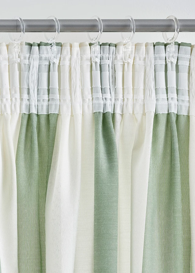 Gestreept gordijn met gerecycled polyester, ook verkrijgbaar in extra lang (1 stuk) • soft groen/wit • product-page.page-title-suffix