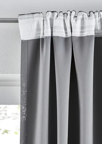 Zatemňovací závěs s lesklým vzorem (1 ks), barva: šedo-stříbrná