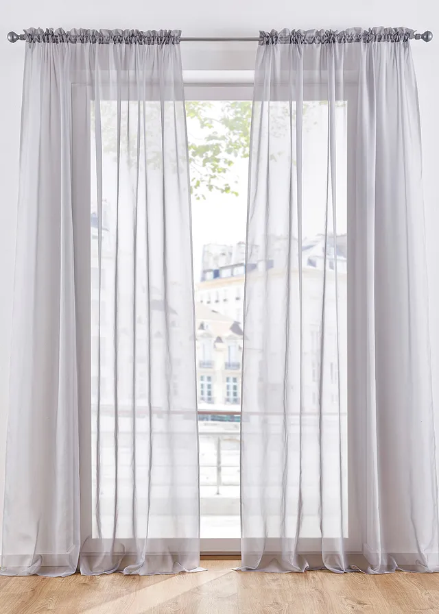 Záclona z ľahkého voálu so sťahovaním (2 ks v balení)